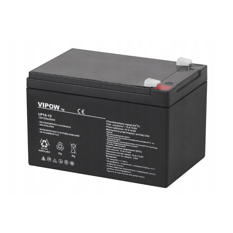Akumulator żelowy VIPOW 12V 12Ah