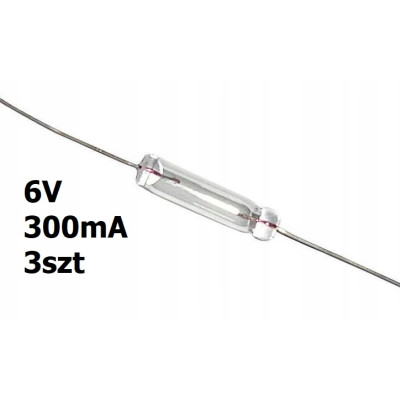 Żarówka osiowa mini T1 6V DC 300mA 3szt