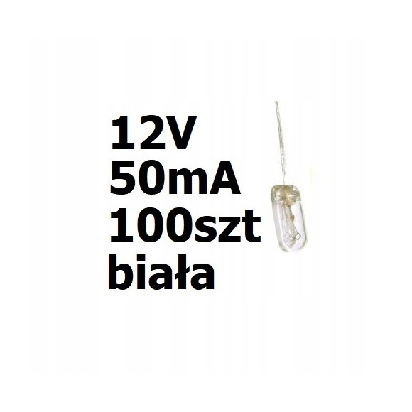 Żarówka miniaturowa biała 3x7mm 12V 50mA 100szt