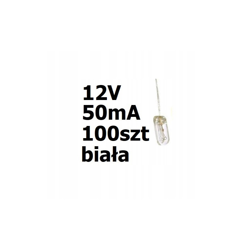 Żarówka miniaturowa biała 3x7mm 12V 50mA 100szt