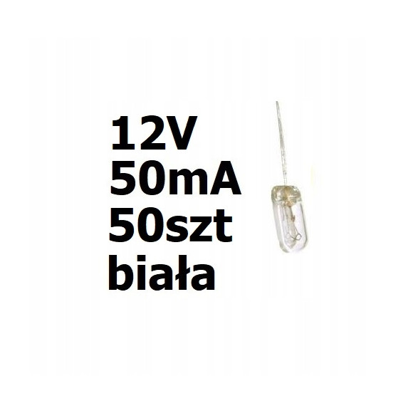 Żarówka miniaturowa biała 3x7mm 12V 50mA 50szt