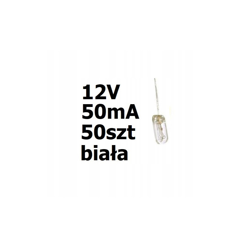 Żarówka miniaturowa biała 3x7mm 12V 50mA 50szt