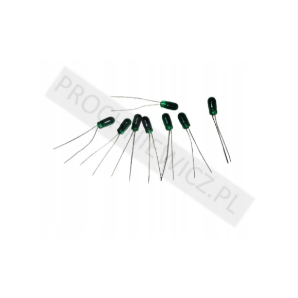 mini żarówka zielona z wąsami 14V 50mA 100szt
