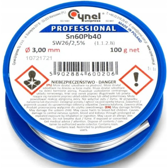 Cyna 3mm 100g Cynel Sn60Pb40