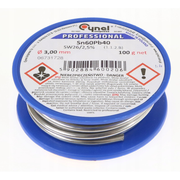 Cyna 3mm 100g Cynel Sn60Pb40