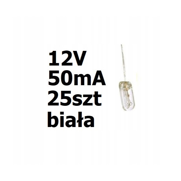 Żarówka miniaturowa biała 3x7mm 12V 50mA 25szt