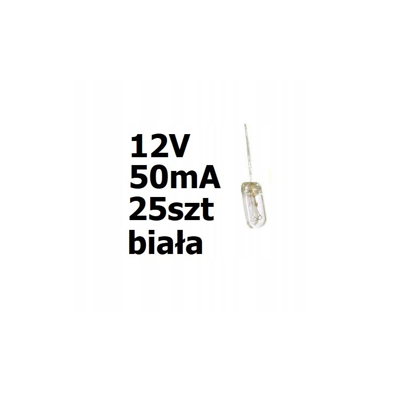 Żarówka miniaturowa biała 3x7mm 12V 50mA 25szt