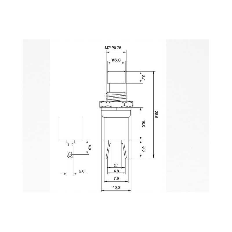 Przełącznik PBS-10B Push-ON czerwony 4szt