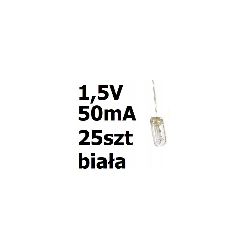 Żarówka miniaturowa biała 3x7mm 1,5V 50mA 25szt