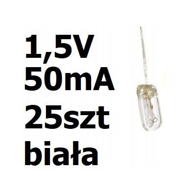 Żarówka miniaturowa biała 3x7mm 1,5V 50mA 25szt