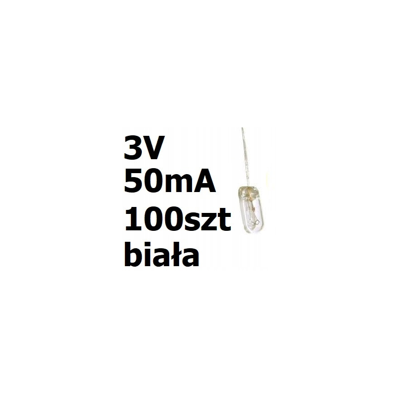 Żarówka miniaturowa biała 3x7mm 3V 50mA 100szt