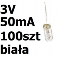 Żarówka miniaturowa biała 3x7mm 3V 50mA 100szt