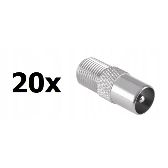 Przejściówka adapter gniazdo F wtyk antenowy 20szt