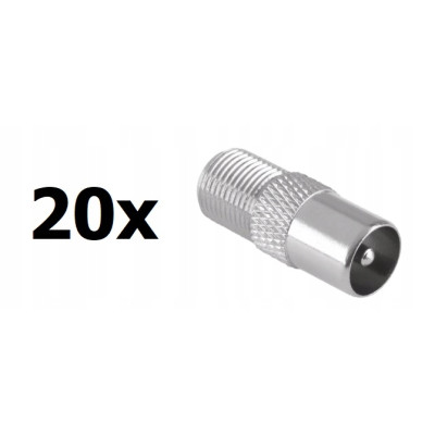 Przejściówka adapter gniazdo F wtyk antenowy 20szt