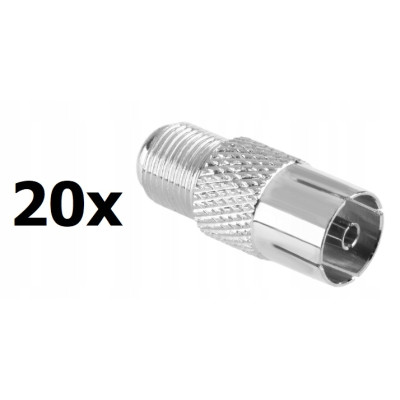 Przejściówka adapter gn. F gn. antenowe TV 20szt.