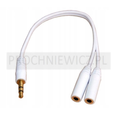 Przejściówka wtyk Jack 3,5mm - 2x gniazdo Jack 3,5mm biała 2szt