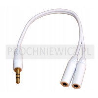 Przejściówka wtyk Jack 3,5mm - 2x gniazdo Jack 3,5mm biała 2szt