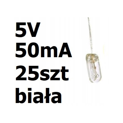 Żarówka miniaturowa biała 3x7mm 5V 50mA 25szt