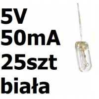 Żarówka miniaturowa biała 3x7mm 5V 50mA 25szt
