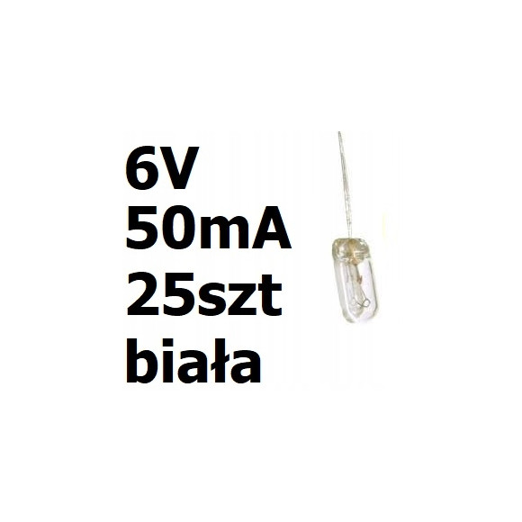Żarówka miniaturowa biała 4x10mm 6V 50mA 25szt