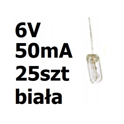 Żarówka miniaturowa biała 4x10mm 6V 50mA 25szt