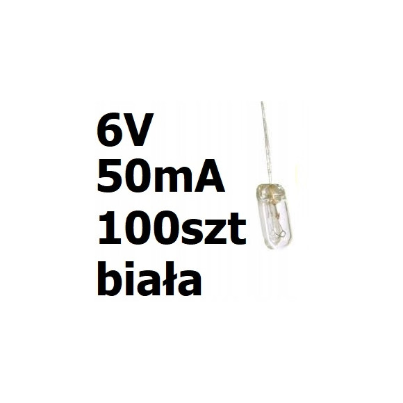 Żarówka miniaturowa biała 4x10mm 6V 50mA 100szt