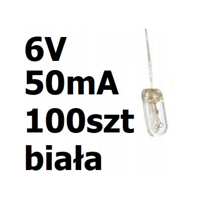 Żarówka miniaturowa biała 4x10mm 6V 50mA 100szt