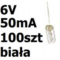Żarówka miniaturowa biała 4x10mm 6V 50mA 100szt