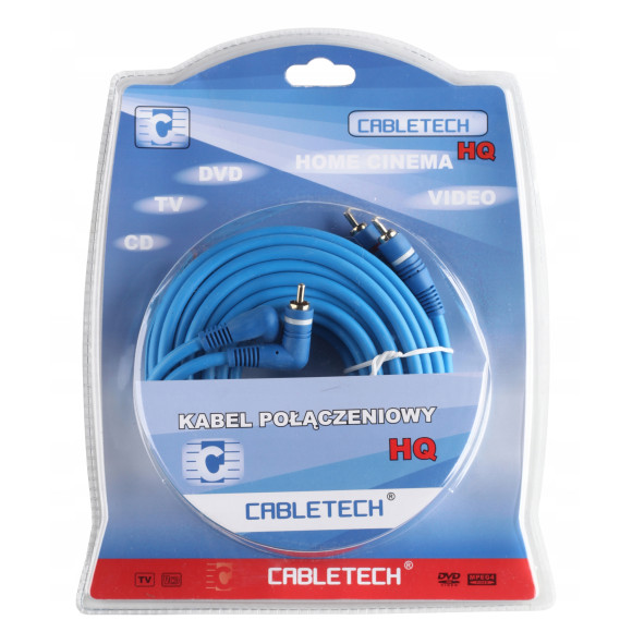 Kabel 2x RCA - 2x RCA + żyła 5m kątowo-prosty