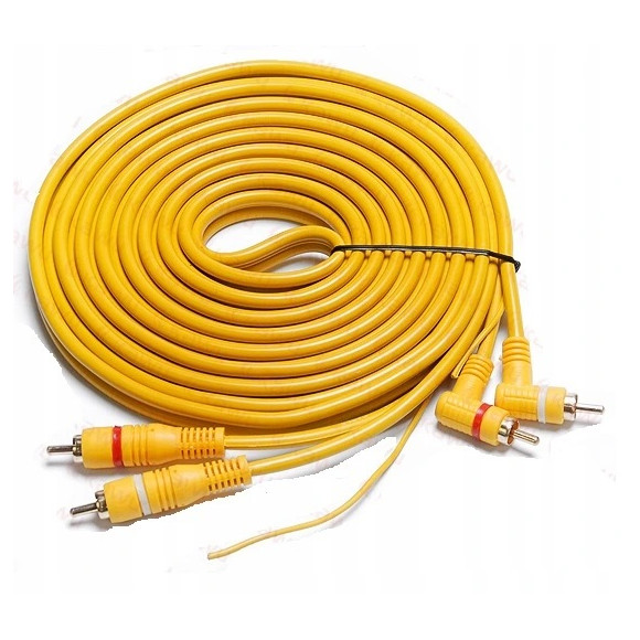 Kabel 2x RCA - 2x RCA + żyła 5m kątowo-prosty