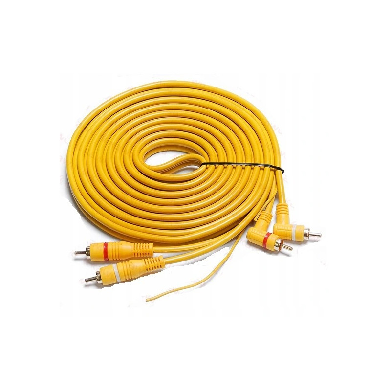 Kabel 2x RCA - 2x RCA + żyła 5m kątowo-prosty