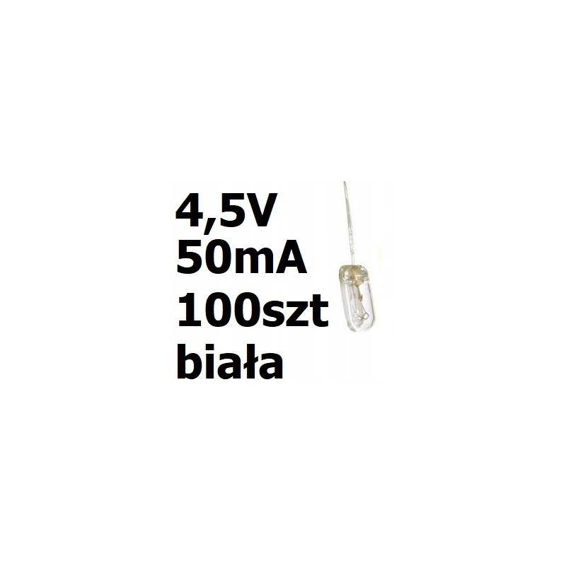 Żarówka miniaturowa biała 3x7mm 4,5V 50mA 100szt