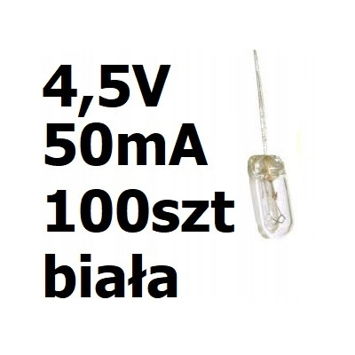 Żarówka miniaturowa biała 3x7mm 4,5V 50mA 100szt