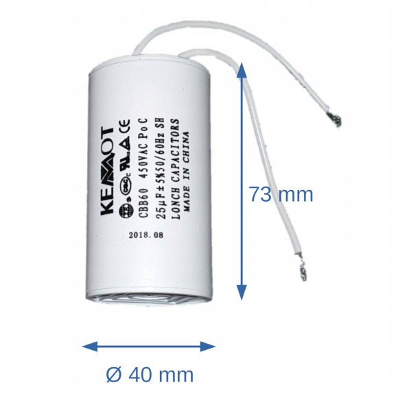 Kondensator 25uF 450V do silników jednofazowych