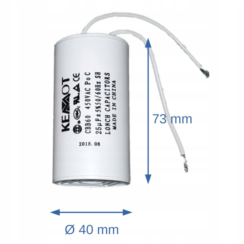Kondensator 25uF 450V do silników jednofazowych