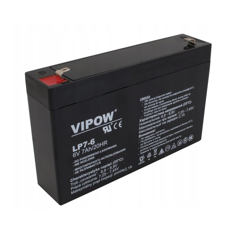 Akumulator żelowy VIPOW 6V 7Ah