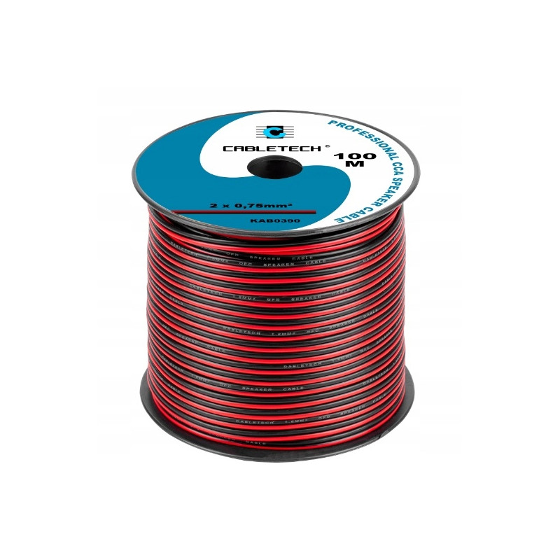 Kabel głośnikowy czerwono-czarny CCA 2x0,5mm² 100m
