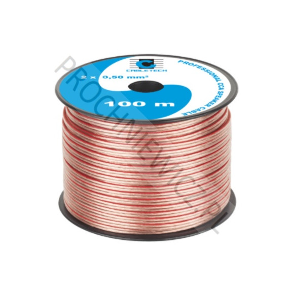 Kabel głośnikowy przezroczysty CCA 2x0,75mm² 100m