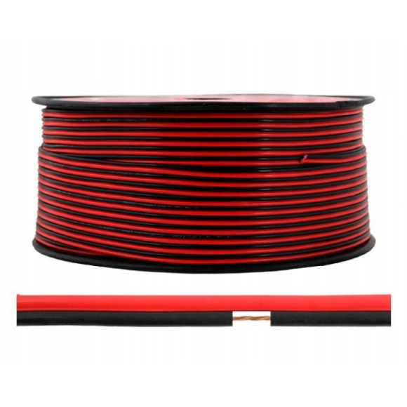 Kabel głośnikowy czerwono-czarny CCA 2x0,5mm² 100m