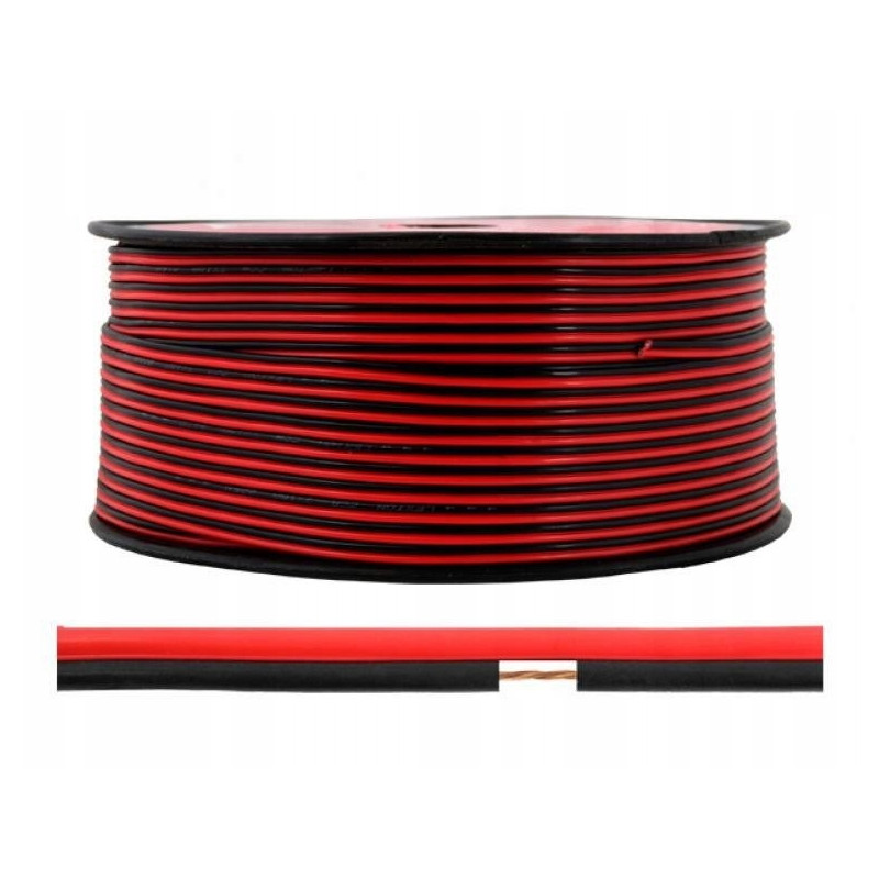 Kabel głośnikowy czerwono-czarny CCA 2x0,5mm² 100m