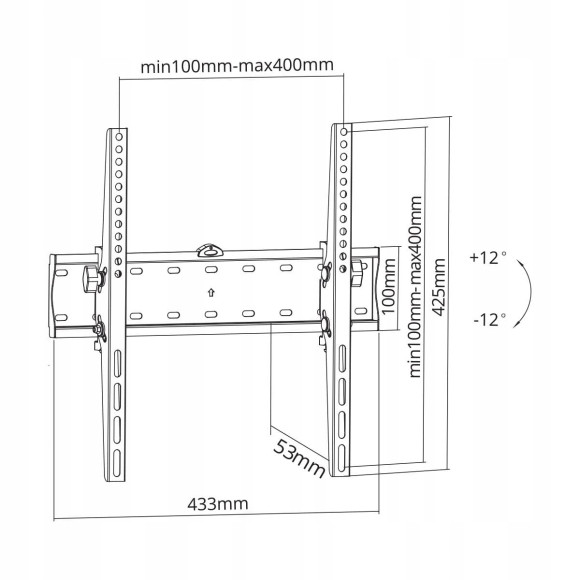 Uchwyt naścienny uniwersalny do LED TV (32-55") regulacja w pionie