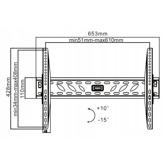 Uchwyt Basic do ściany 37-70" czarny