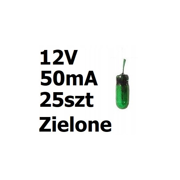 Żarówka miniaturowa zielona 3x7mm 12V 50mA 25szt