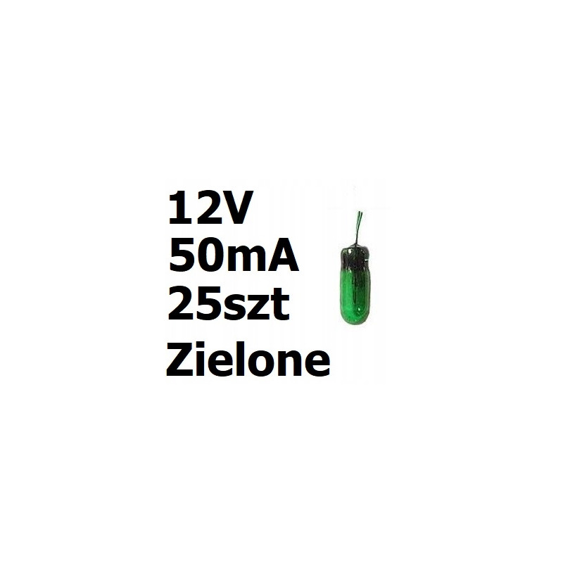 Żarówka miniaturowa zielona 3x7mm 12V 50mA 25szt