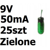 Żarówka miniaturowa zielona 3x7mm 9V 50mA 25szt