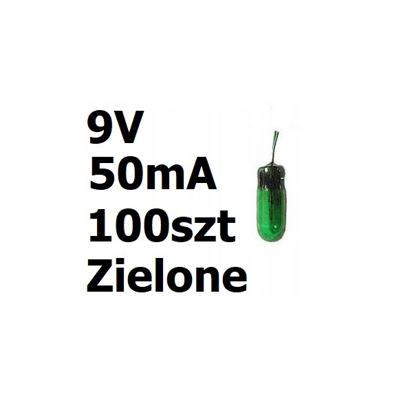 Żarówka miniaturowa zielona 3x7mm 9V 50mA 100szt