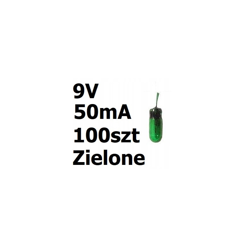 Żarówka miniaturowa zielona 3x7mm 9V 50mA 100szt