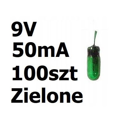 Żarówka miniaturowa zielona 3x7mm 9V 50mA 100szt