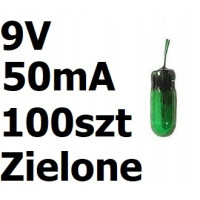 Żarówka miniaturowa zielona 3x7mm 9V 50mA 100szt