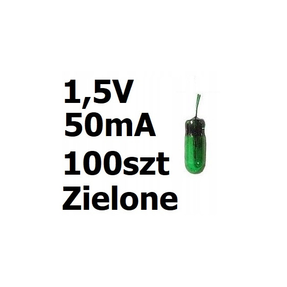 Żarówka miniaturowa zielona 3x7mm 1,5V 50mA 100szt